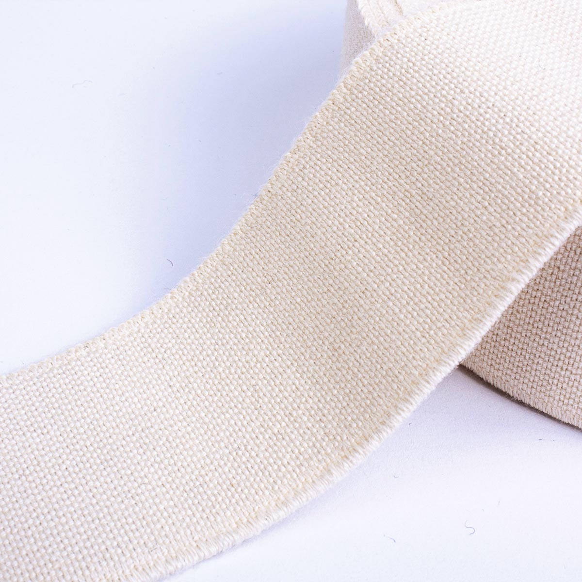 Organic cotton elastic ribbon 40 mm width in natural colour